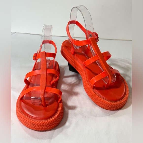 MELISSA + SALINAS  Vibrant orange PVC gladiator sandals size 9 - Picture 2 of 9